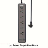 US Power Strip Wall Mount Plug with 5 Widely-Spaced Outlets 3 USB Ports(1 USB c), 6ft Extension Cords Surge Protector Extender