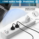 US Power Strip Wall Mount Plug with 5 Widely-Spaced Outlets 3 USB Ports(1 USB c), 6ft Extension Cords Surge Protector Extender