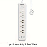 US Power Strip Wall Mount Plug with 5 Widely-Spaced Outlets 3 USB Ports(1 USB c), 6ft Extension Cords Surge Protector Extender