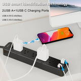 US Power Strip Wall Mount Plug with 5 Widely-Spaced Outlets 3 USB Ports(1 USB c), 6ft Extension Cords Surge Protector Extender