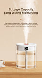 2L Air Humidifier Large Capacity With LCD Humidity Display Night Light Double Nozzle Aroma Essential Oil Diffuser For Home Offic