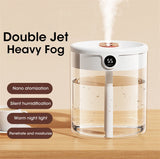 2L Air Humidifier Large Capacity With LCD Humidity Display Night Light Double Nozzle Aroma Essential Oil Diffuser For Home Offic