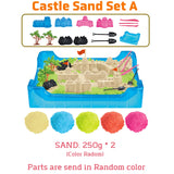 Moldable Play Sand Kit, Colorful Beach Sand, Magic Sand Art Kit with Sandbox Storage 300-500g for Choice Sensory Toys for Kids